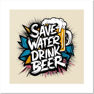 save water drink beer Posters and Art